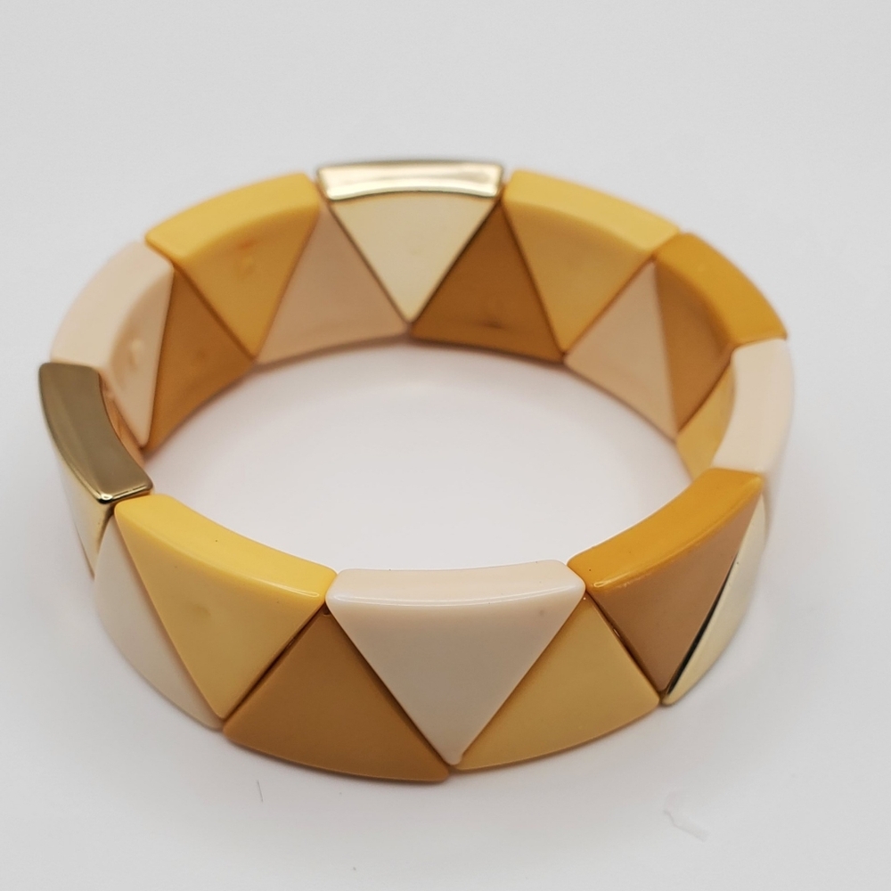 White & Gold & YELLOW Geometric Resin Bracelet